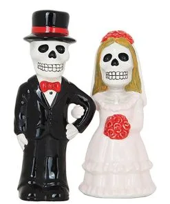 Skelett Brautpaar Salz & Pfefferstreuer