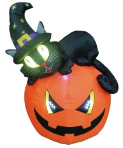 Aufblasbarer Kürbis Mit Hexenkatze 150cm