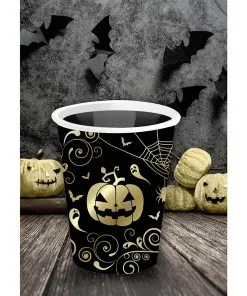 Extravagante Halloween Kürbis Pappbecher 6 St. -Halloween edle halloween kuerbis pappbecher noble halloween pumpkin paper cups elegante halloween tischdeko 53229 2