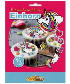 Essbare Einhorn Deko-Oblaten 14 St.