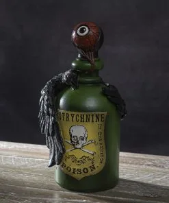 Giftflasche Mit Blutigem Augapfel & Krähe 20cm -Halloween giftflasche mit blutigem auge und schwarzem rabe poision bottle with bloody eyeball and raven gothic deko 54745 06