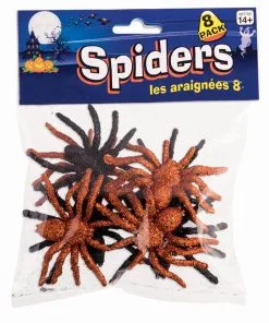 Glitter Spinnen Schwarz-orange 8 St.