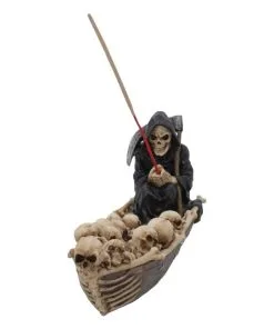 Sensenmann Mit Fähre Räucherstäbchenhalter -Halloween grim reaper faehrmann raeucherstaebchenhalter grim reaper ferryman insence holder gothic deko 39254 02