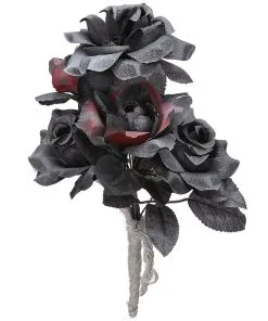 Schwarze Witwe Brautstrauß Mit Schwarzen & Roten Rosen