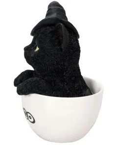 Halloween Katze In Teetasse 16cm -Halloween halloween kaetzchen in teetasse halloween kitten in a tea cup halloween tisch deko 51341 02