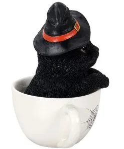 Halloween Katze In Teetasse 16cm -Halloween halloween kaetzchen in teetasse halloween kitten in a tea cup halloween tisch deko 51341 04