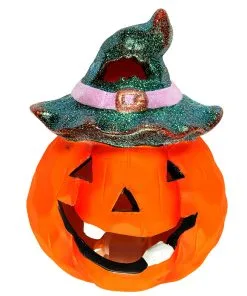 Halloween Kürbis Keramik Mit LED 12x9cm