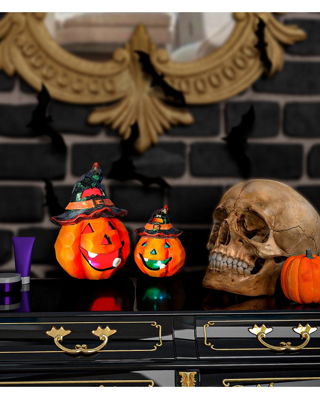 Halloween Kürbis Keramik Mit LED 12x9cm 4 Halloween Kürbis Keramik Mit LED 12x9cm – Bild 2