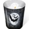 Gothic Kerze Mit Mond & Fledermäuse 10cm -Halloween halloween kerze mit mon und fledermaus motiv halloween candle with moon and bats halloween deko 53149 01
