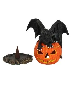 Jack O Lantern Kürbis Mit Drache Räucherkegelhalter -Halloween halloween kuerbis mit drachen raeucherkegelhalter halloween kuerbis teelichthalter trick or treat dragon cone burner 51679 03