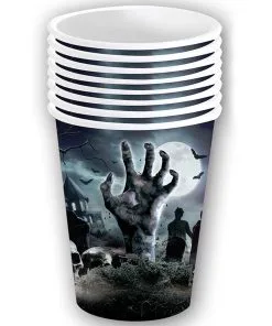 Halloween Pappbecher Zombie Friedhof 6 St. -Halloween halloween zombie friedhof pappbecher halloween zombie graveyard paper cups halloween friedhof dekoration 53191 3