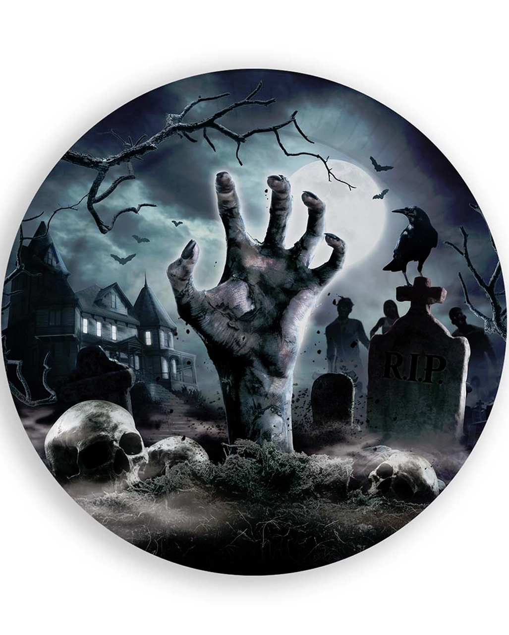 Halloween Pappteller Zombie Friedhof 6 St. 3 Halloween Pappteller Zombie Friedhof 6 St.