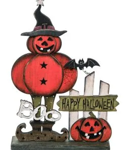 Happy Halloween Kürbis Aufsteller Aus Holz 33cm