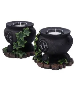 Hexenkessel Mit Efeu Kerzenhalter 2er Set 10 Hexenkessel Mit Efeu Kerzenhalter 2er Set -Halloween hexenkessel mit efeu teelichthalter 2er set witches cauldron with ivy candle holder halloween tischdeko 51064 02