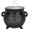 Hexenkessel Mit Dreifach-Mond Räucherkegel Halter -Halloween hexenkessel mit triple moon raeucherkegel halter triple moon witch cauldron incense cone holder gothic deco 50699 01