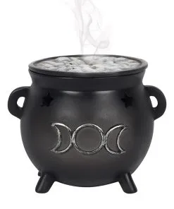 Hexenkessel Mit Dreifach-Mond Räucherkegel Halter