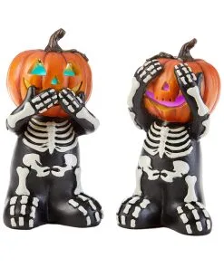 Kürbis Skelett Mit LED Licht 15cm 1 St.