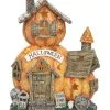 Beleuchtetes Halloween Kürbis Haus 28cm -Halloween leuchtendes haunted pumpkin haus 28cm light up haunted pumpkin house decor halloween kuerbis haus deko 54148