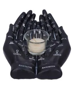 Schwarze Chiromantie-Hände Teelichthalter