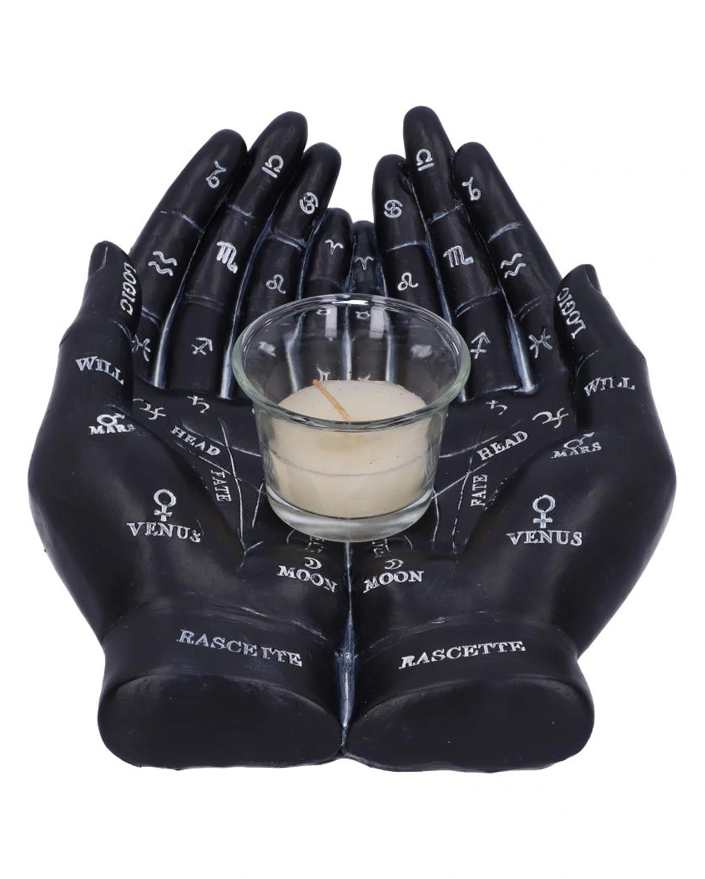 Schwarze Chiromantie-Hände Teelichthalter 3 Schwarze Chiromantie-Hände Teelichthalter