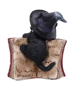Schwarzes Hexenkätzchen Mit Rotem Zauberbuch 8,2cm -Halloween schwarze hexenkatze mit rotem zauberbuch black witchs cat familiar with red grimoire gothic deko und figuren 52417 4