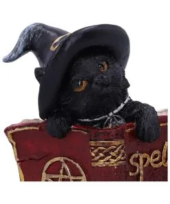 Schwarzes Hexenkätzchen Mit Rotem Zauberbuch 8,2cm -Halloween schwarze hexenkatze mit rotem zauberbuch black witchs cat familiar with red grimoire gothic deko und figuren 52417 5