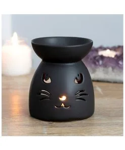 Schwarze Katze Duftöl Brenner -Halloween schwarze katze duftoel lampe black cat cut out oil burner halloween tischdeko 50804 03