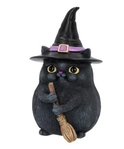 Schwarze Katze Mit Besen & Hexenhut