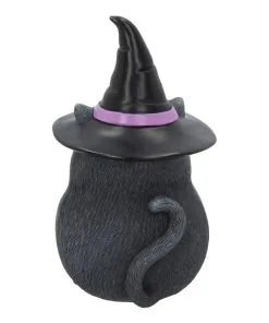 Schwarze Katze Mit Besen & Hexenhut -Halloween schwarze katze mit hexenhut black cat with witch hat and broom gothic figur geschenkartikel 39255 04