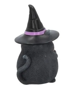 Schwarze Katze Mit Besen & Hexenhut -Halloween schwarze katze mit hexenhut black cat with witch hat and broom gothic figur geschenkartikel 39255 05