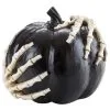 Kürbis Mit Greifenden Skeletthänden Schwarz -Halloween schwarzer kuerbis mit skeletthaenden black pumpkin with skeleton hands halloween kuerbis deko 54694
