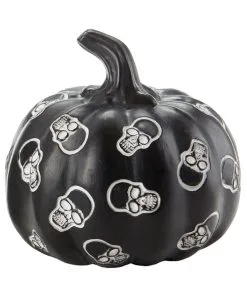 Kürbis Mit Totenschädeln Schwarz 13cm