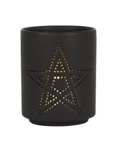 Schwarzer Teelichthalter Mit Pentagramm