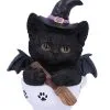 Schwarzes Hexen Kätzchen Mit Hexenbesen In Teetasse -Halloween schwarzes hexen kaetzchen in teetasse blck witch cat in tea cup halloween tichsdeko halloween figur 50723 01