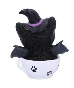 Schwarzes Hexen Kätzchen Mit Hexenbesen In Teetasse -Halloween schwarzes hexen kaetzchen in teetasse blck witch cat in tea cup halloween tichsdeko halloween figur 50723 03