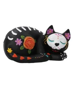 Schlafende Sugar Skull Katze 22cm