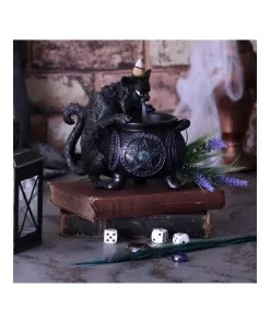 Spite's Hexenkessel Backflow Räucherkegelhalter -Halloween spites hexenkessel raeucherkegelhalter gothic und halloween wohnungsdeko cat with cauldron backflow incense burner 51792 5