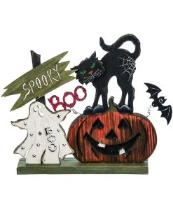 Halloween Kürbis & Katze Standdeko 24cm