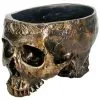 Goldene Totenschädel Pflanzenschale -Halloween totenkopf pflanzenschale gold skull planter gothic blumentopf halloween pflanzgefaess 52736