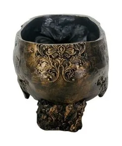 Goldene Totenschädel Pflanzenschale 5 Goldene Totenschädel Pflanzenschale -Halloween totenkopf pflanzenschale gold skull planter gothic blumentopf halloween pflanzgefaess 52736 2