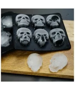 Totenschädel Eiswürfelform Aus Silikon 2er Set -Halloween totenkopf silikon eiswuerfelform totenschaedel silikon eiswuerfelform skull silicon ice cube dish 51048 03