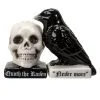 Totenschädel & Rabe Als Salz & Pfefferstreuer -Halloween totenkopf und rabe salz und pfefferstreuer skull and raven salt and pepper shaker gothic tischdeko 54743 01