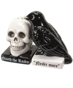 Totenschädel & Rabe Als Salz & Pfefferstreuer 14 Totenschädel & Rabe Als Salz & Pfefferstreuer -Halloween totenkopf und rabe salz und pfefferstreuer skull and raven salt and pepper shaker gothic tischdeko 54743 06