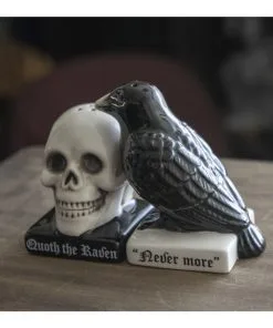 Totenschädel & Rabe Als Salz & Pfefferstreuer 15 Totenschädel & Rabe Als Salz & Pfefferstreuer -Halloween totenkopf und rabe salz und pfefferstreuer skull and raven salt and pepper shaker gothic tischdeko 54743 07