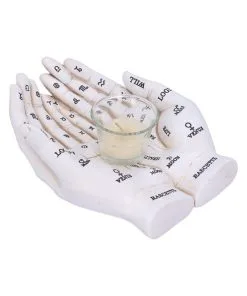 Weiße Chiromantie-Hände Teelichthalter -Halloween weisse handlese haende kerzenhalter weisse chiromantie haende teelichthalter 51058 03