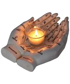 Weiße Chiromantie-Hände Teelichthalter -Halloween weisse handlese haende kerzenhalter weisse chiromantie haende teelichthalter 51058 06