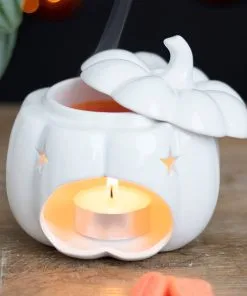 Weiße Halloween Kürbis Duftlampe 10 Weiße Halloween Kürbis Duftlampe -Halloween weisse jack o lantern kuerbis duftlampe white jack o lantern pumpkin oil burner halloween tischdeko 53767 04