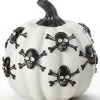 Kürbis Mit Totenschädeln Weiß 13cm -Halloween weisser kuerbis mit totenkoepfen 13cm white pumpkin with skulls halloween kuerbis deko 54696