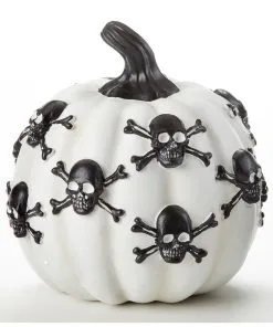 Kürbis Mit Totenschädeln Weiß 13cm