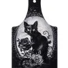 Witches Kitchen & Katze Küchenbrett & Servierplatte -Halloween witches kitchen mit katze schneidbrett und servierplatte witches kitchen and cat chopping board and serving trivet 52727 01